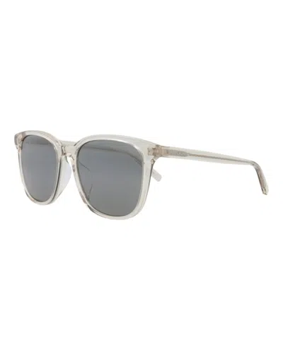 Pre-owned Saint Laurent Roundframe Recycled Acetate Sunglasses In Beige Beige Silver (sl673f/30015291/003)