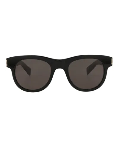 Pre-owned Saint Laurent Roundframe Recycled Acetate Sunglasses In Black Black Black (sl571/30014069/006)