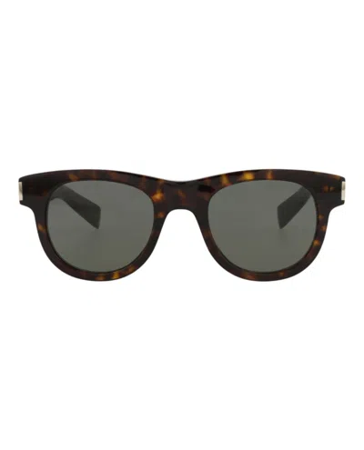 Pre-owned Saint Laurent Roundframe Recycled Acetate Sunglasses In Havana Havana Grey (sl571/30014069/002)