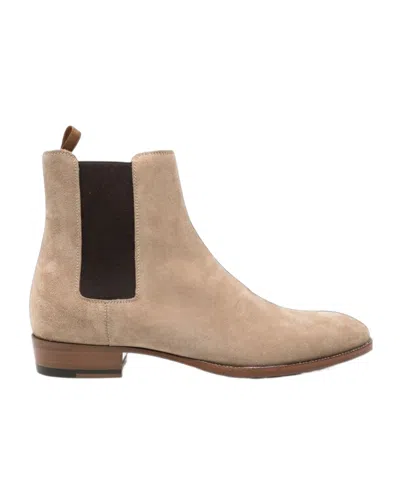 Saint Laurent Cappuccino Suede Ankle Boots For Men In Neutral