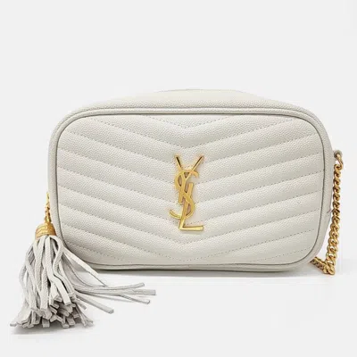 Pre-owned Saint Laurent Roux Camera Bag In White