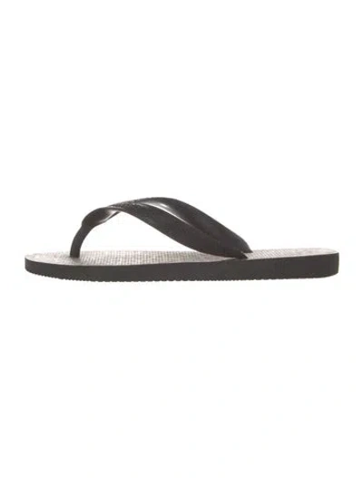 Pre-owned Saint Laurent Rubber Animal Print Flip Flops In Grey
