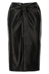 Saint Laurent Ruched Detail Leather Skirt