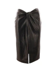 SAINT LAURENT SAINT LAURENT RUCHED DETAIL LEATHER SKIRT