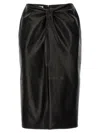 SAINT LAURENT RUCHED DETAIL LEATHER SKIRT SKIRTS BLACK