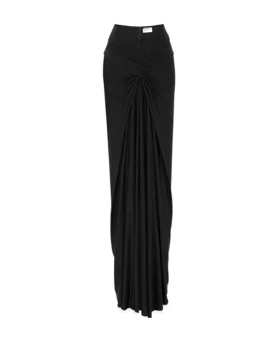 Saint Laurent Ruched Jersey Maxi Skirt In Black