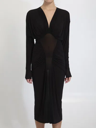 Saint Laurent Ruched Midi Dress