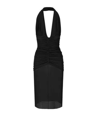 Saint Laurent Abito In Crepe Nero Donna In Black