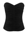 Saint Laurent Strapless Ruched Crepe-jersey Bustier Top In Black