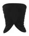 Saint Laurent Cupro Strapless Top With Ruched Asymmetric Hem In Black