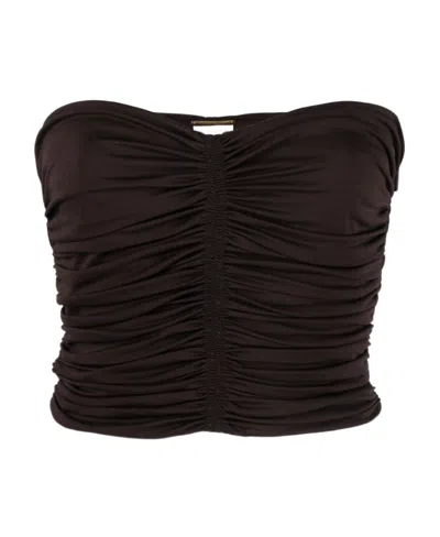 SAINT LAURENT SAINT LAURENT RUCHED STRAPLESS CROPPED TOP