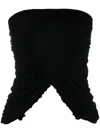 Saint Laurent Cupro Strapless Top With Ruched Asymmetric Hem In Schwarz