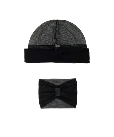 SAINT LAURENT SAINT LAURENT LOGO-PATCH HAT HEADBAND AND CHOKER SET