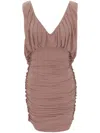 Saint Laurent Gerafftes Minikleid In 5551 -rose Des Bois