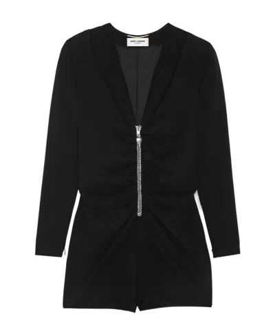 SAINT LAURENT SAINT LAURENT EMBELLISHED RUCHED DRESS