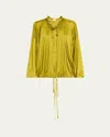 Saint Laurent Ruffle Collar Drawstring Satin Blouse