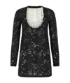Saint Laurent Black Lace Mini Dress In Black
