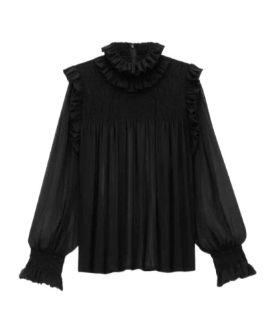 Saint Laurent Ruffled Blouse In Black