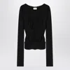Saint Laurent Silk Ruffled Blouse In Black