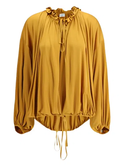 SAINT LAURENT RUFFLED DRAWSTRING TOP