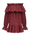 Saint Laurent Cotton Twill Mini Dress In Red