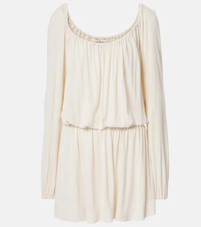 Saint Laurent Ruffled Jersey Minidress In White
