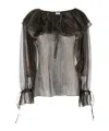 Saint Laurent Blusa In Misto Seta Stampata Donna In Gray
