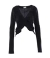 Saint Laurent Ruffled Long-sleeved Blouse In Nero