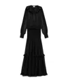 Saint Laurent Ruffled Long-sleeved Dress In Black
