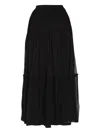 Saint Laurent Ruffled Midi Skirt In Black