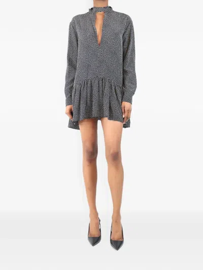 Pre-owned Saint Laurent Ruffled Mini Dress In Black