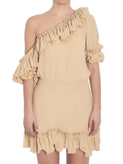 SAINT LAURENT RUFFLED ONE-SHOULDER DRESS
