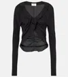 Saint Laurent Ruffled Long-sleeved Blouse In Black