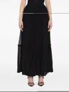 Saint Laurent Flounced Skirt In Silk Crepe Muslin In Black