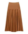 Saint Laurent Lambskin Midi Skirt Gathered Detailing In Brown