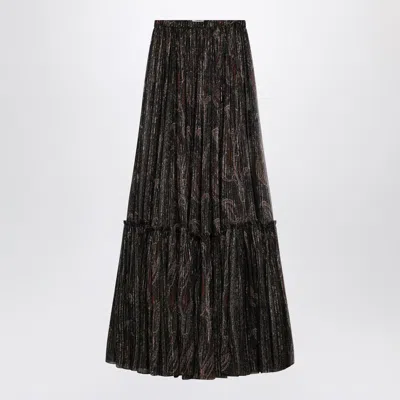Saint Laurent Ruffled Skirt With Paisley Print In Brown