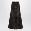 Saint Laurent Country-style Tiered Long Skirt In Black