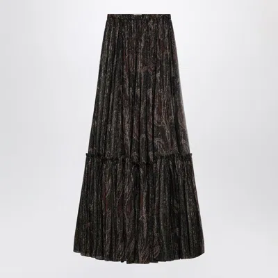 Saint Laurent Ruffled Skirt With Paisley Print Women In Black