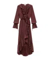 Saint Laurent Ruffled Dress In Silk Charmeuse In Red