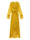 Saint Laurent Abito In Crepe Giallo  Donna In Yellow