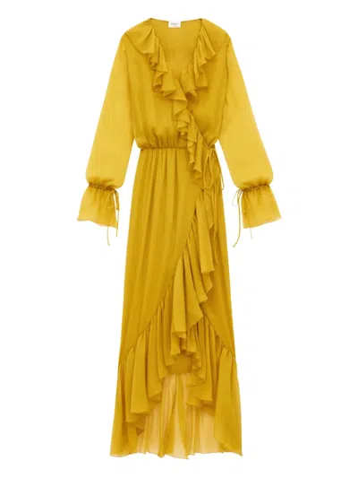SAINT LAURENT RUFFLED WRAP DRESS