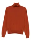 Saint Laurent Wool Turtleneck Sweater Long Sleeves In Brown