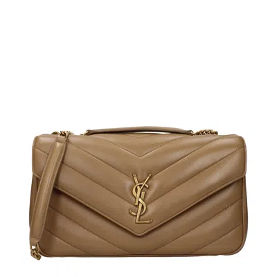 Saint Laurent Women's Loulou Shoulder Bag Brown/light Tan Leather