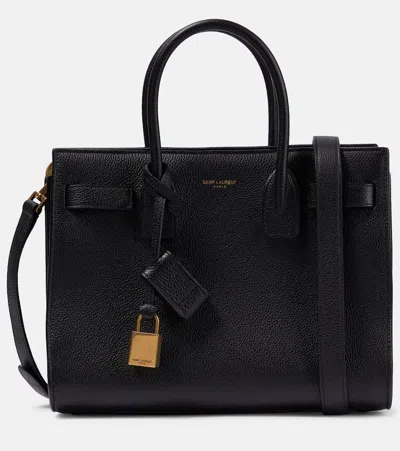 Saint Laurent Sac De Jour Baby Leather Tote Bag In Black