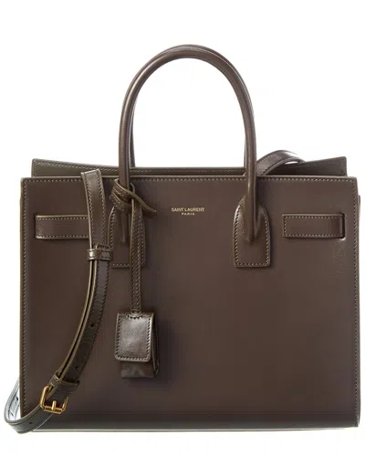 Saint Laurent Sac De Jour Baby Leather Tote In Brown