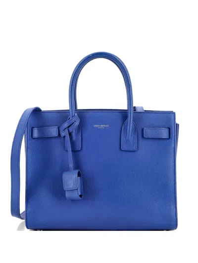 Pre-owned Saint Laurent Sac De Jour Bag Leather Baby Tote Bag In Blue