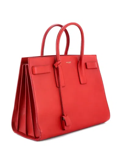 Pre-owned Saint Laurent Sac De Jour Bag Leather Large Tote Bag In Red