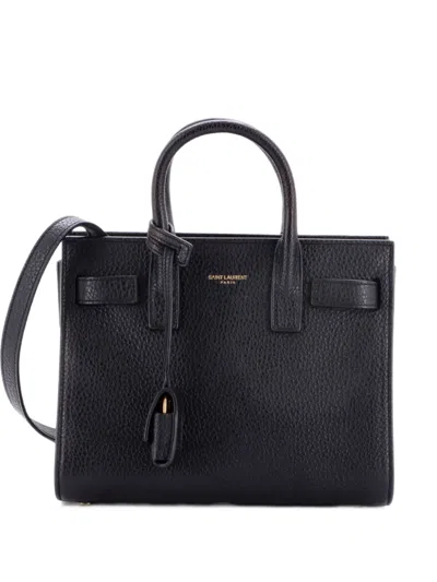 Pre-owned Saint Laurent Sac De Jour Bag Leather Nano Tote Bag In Black