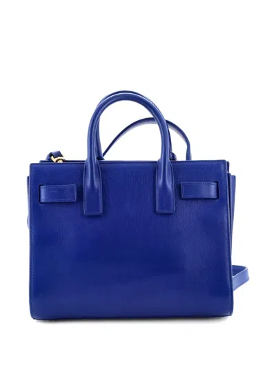 Pre-owned Saint Laurent Sac De Jour Bag Leather Nano Tote Bag In Blue