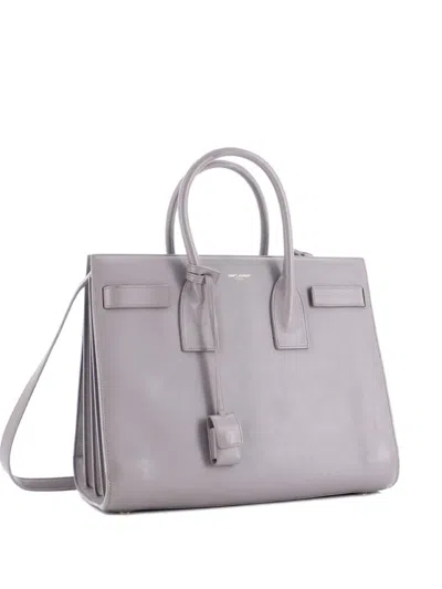 Pre-owned Saint Laurent Sac De Jour Bag Leather Small Satchel In Gray